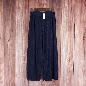 NWT Anthropologie Womens Size XS Delano Knit Wide Leg Pants Navy Blue $120